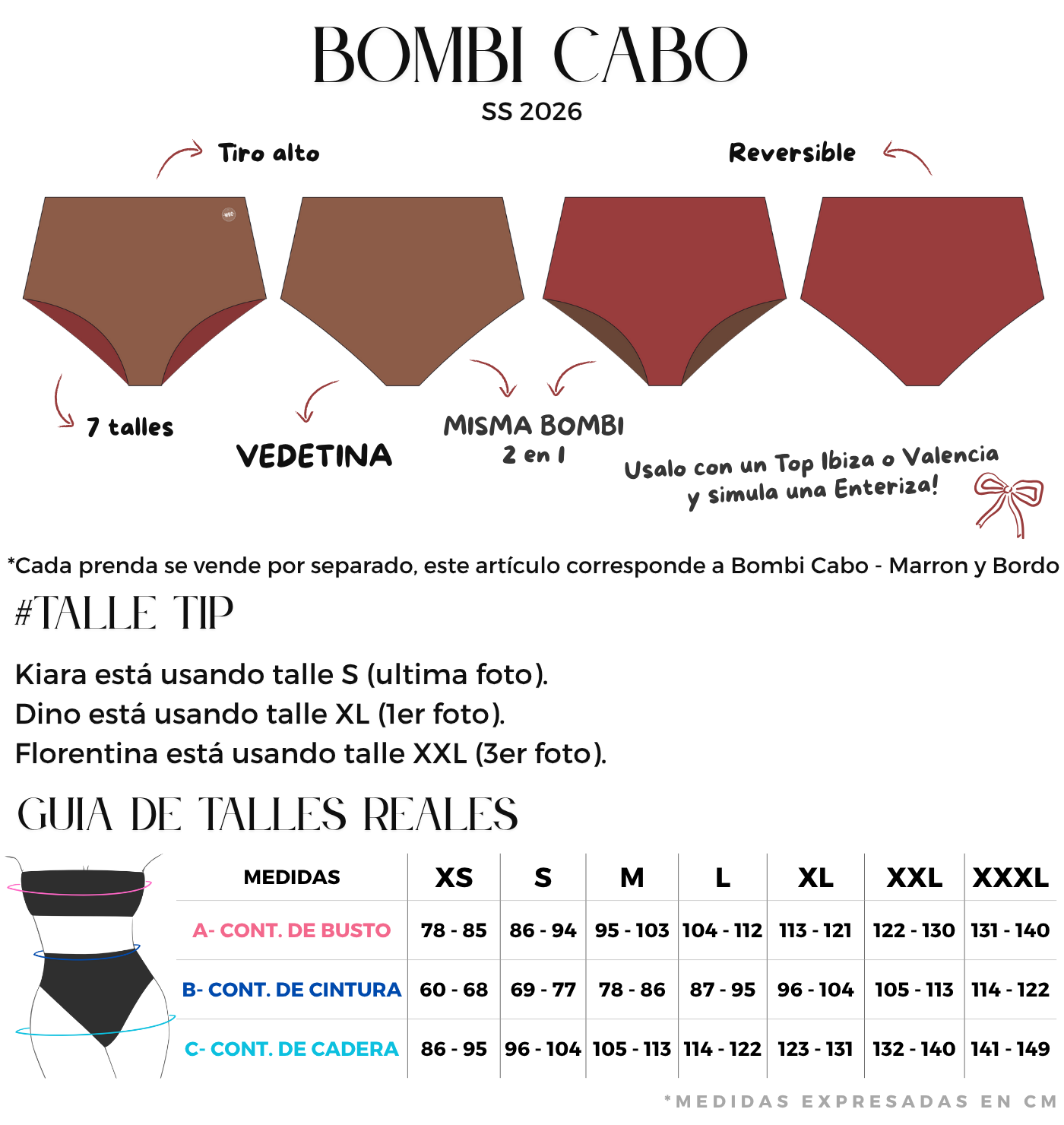 bombacha tiro alto bordo y marron reversible